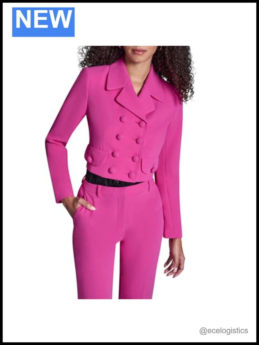 Cropped Double Breasted Blazer Jacket with Notch Lapel, Women's Suit Jacket